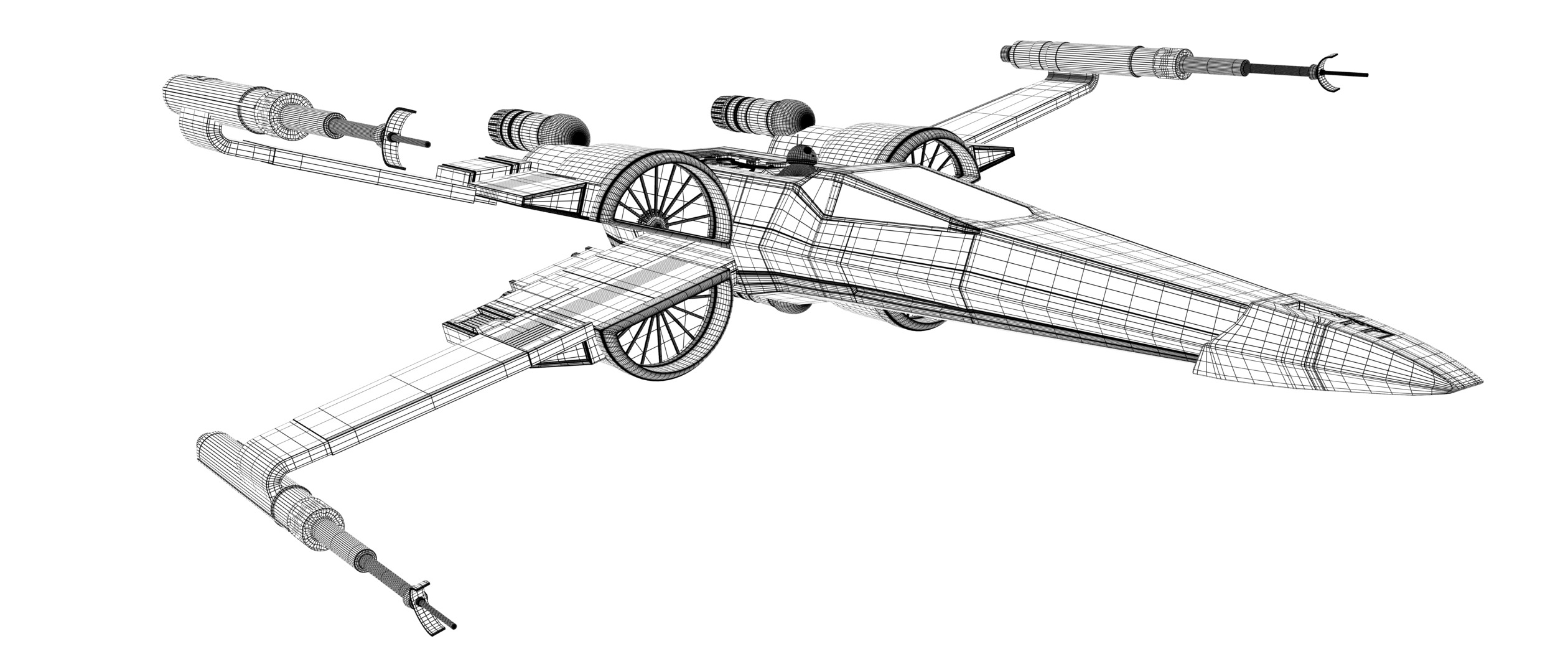 Star Wars Black T70 X Wing Starfighter and BB8 rigged 3D model_8
