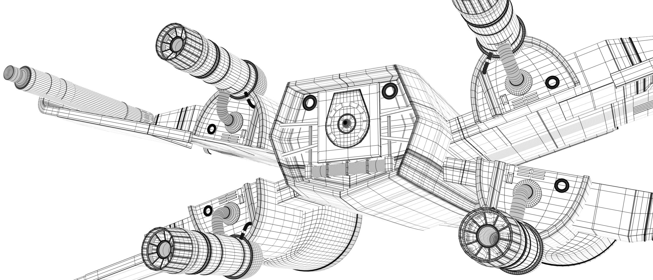 Star Wars Black T70 X Wing Starfighter and BB8 rigged 3D model_11