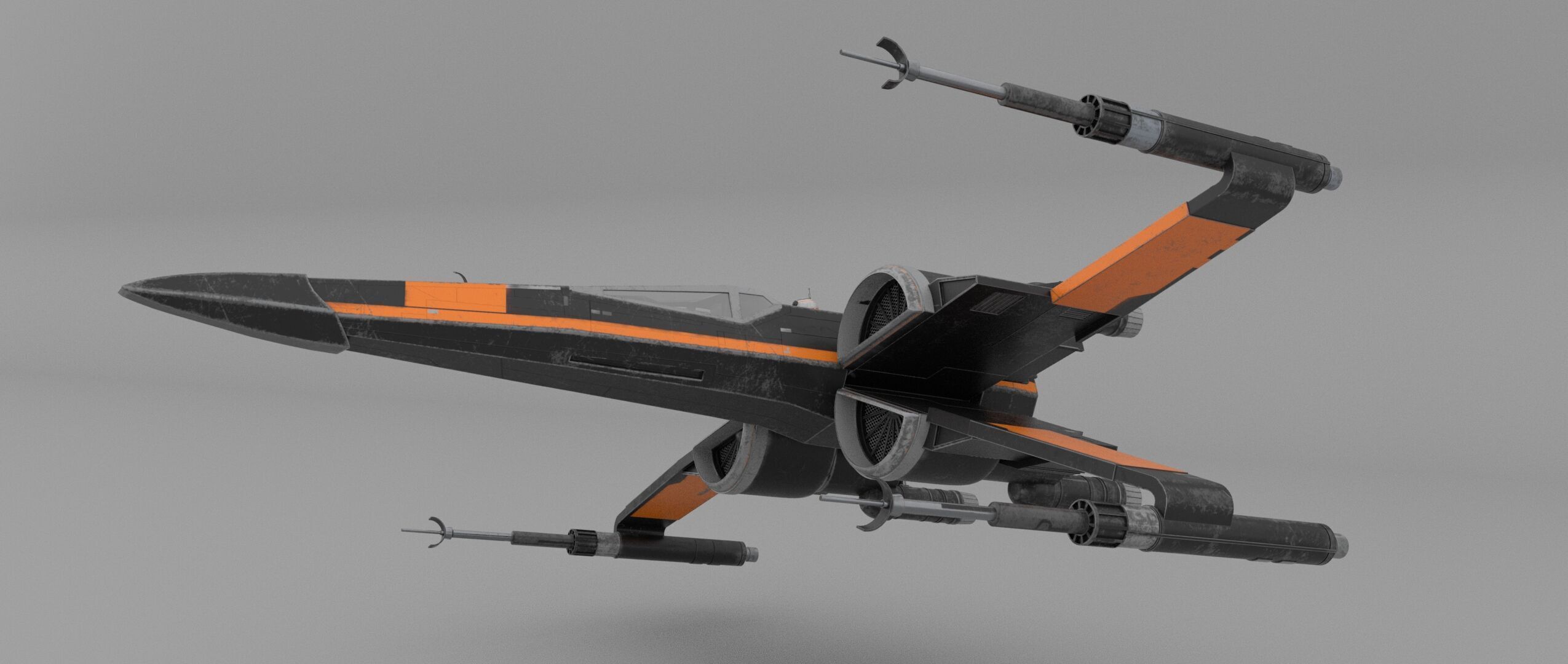 Star Wars Black T70 X Wing Starfighter and BB8 rigged 3D model_1