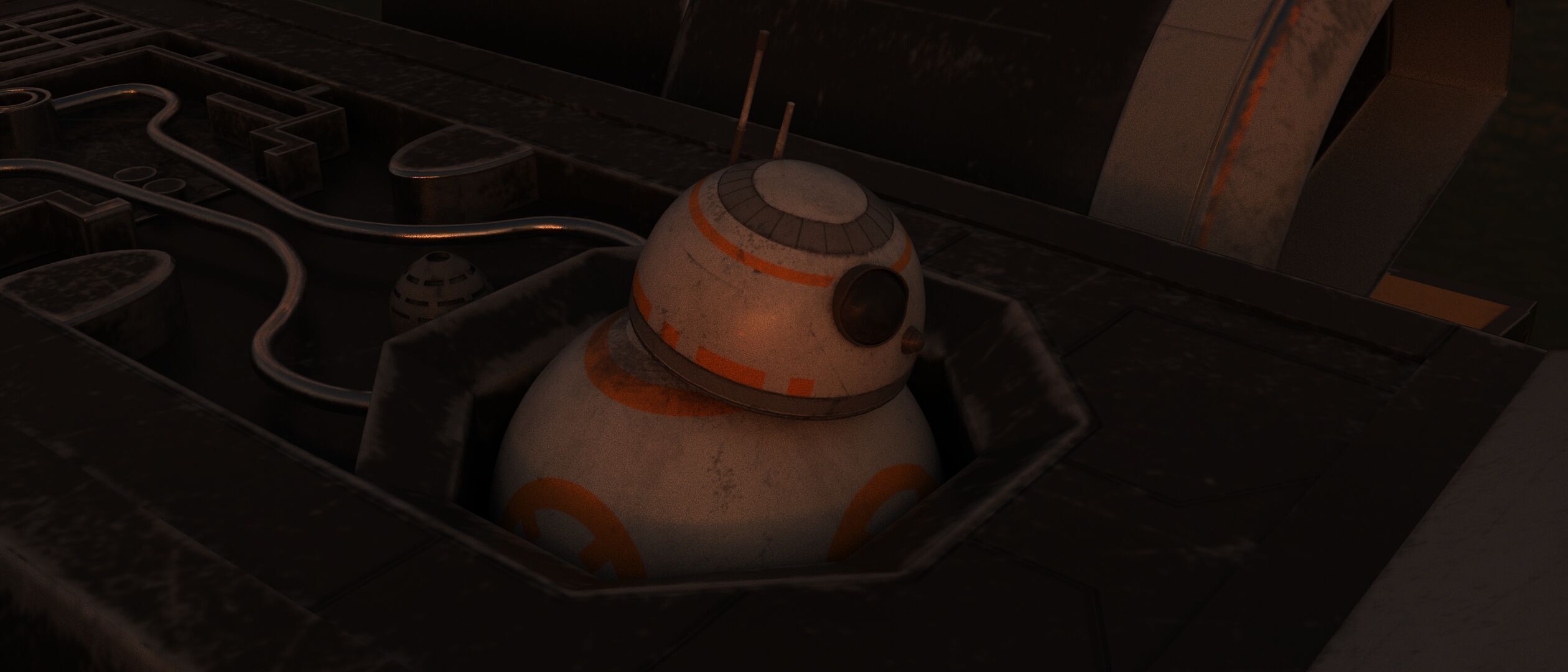 Star Wars Black T70 X Wing Starfighter and BB8 rigged 3D model_4