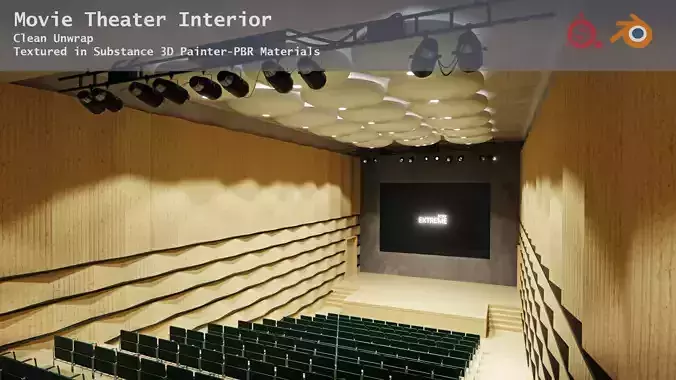 Cinema Hall Interior Low-poly 3D model