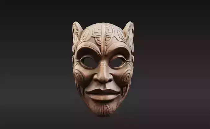 Carved Tribal Mask 6 - 3D Model
