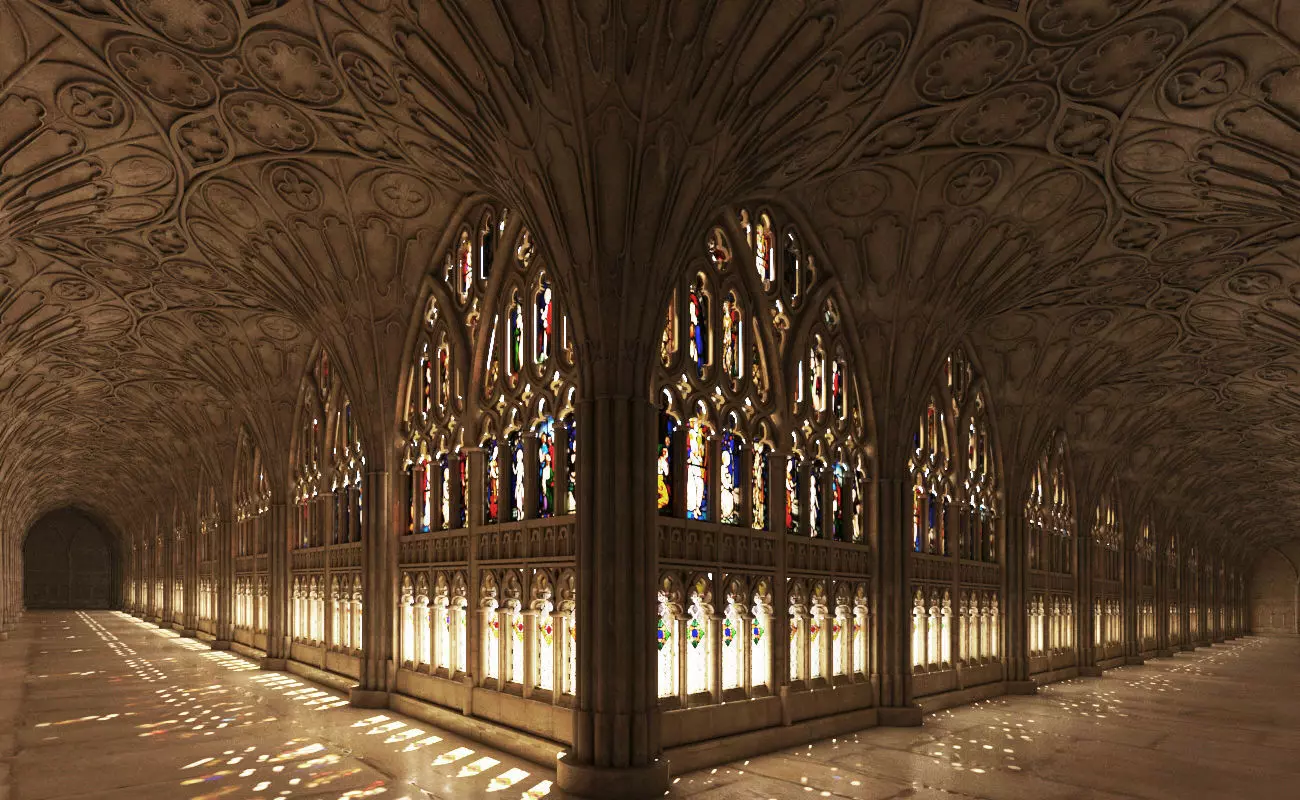 Gloucester cathedral cloister 3D model_0