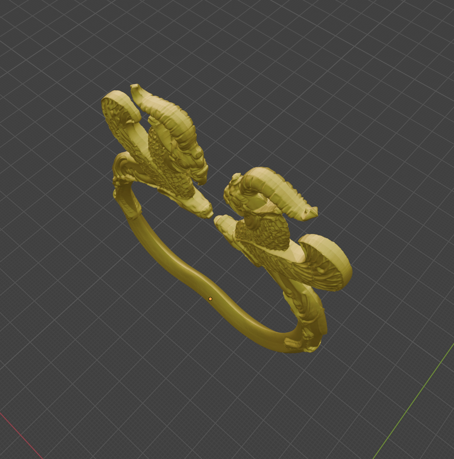 Achaemenid bracelet with winged goat-griffin head 3D print model_3