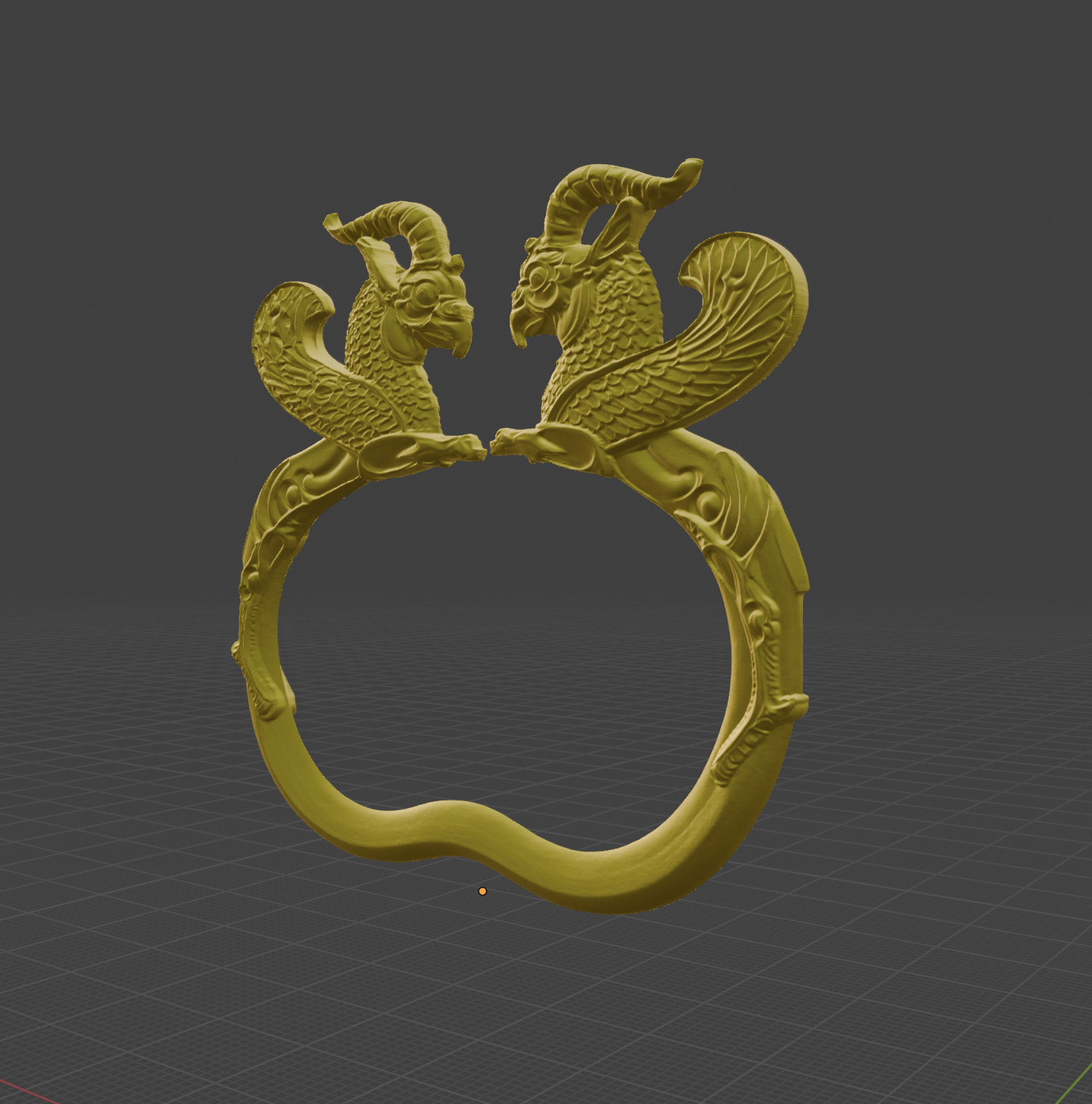 Achaemenid bracelet with winged goat-griffin head 3D print model_2
