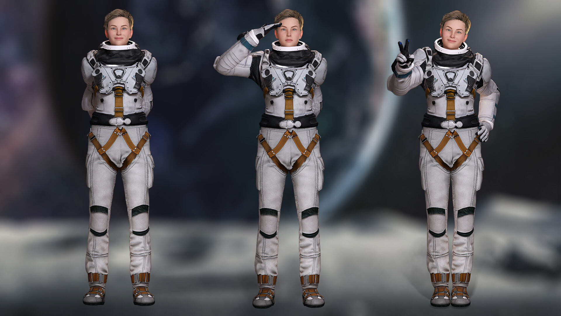 Elite Space Explorer Rigged Astronaut Model Low-poly 3D model_3
