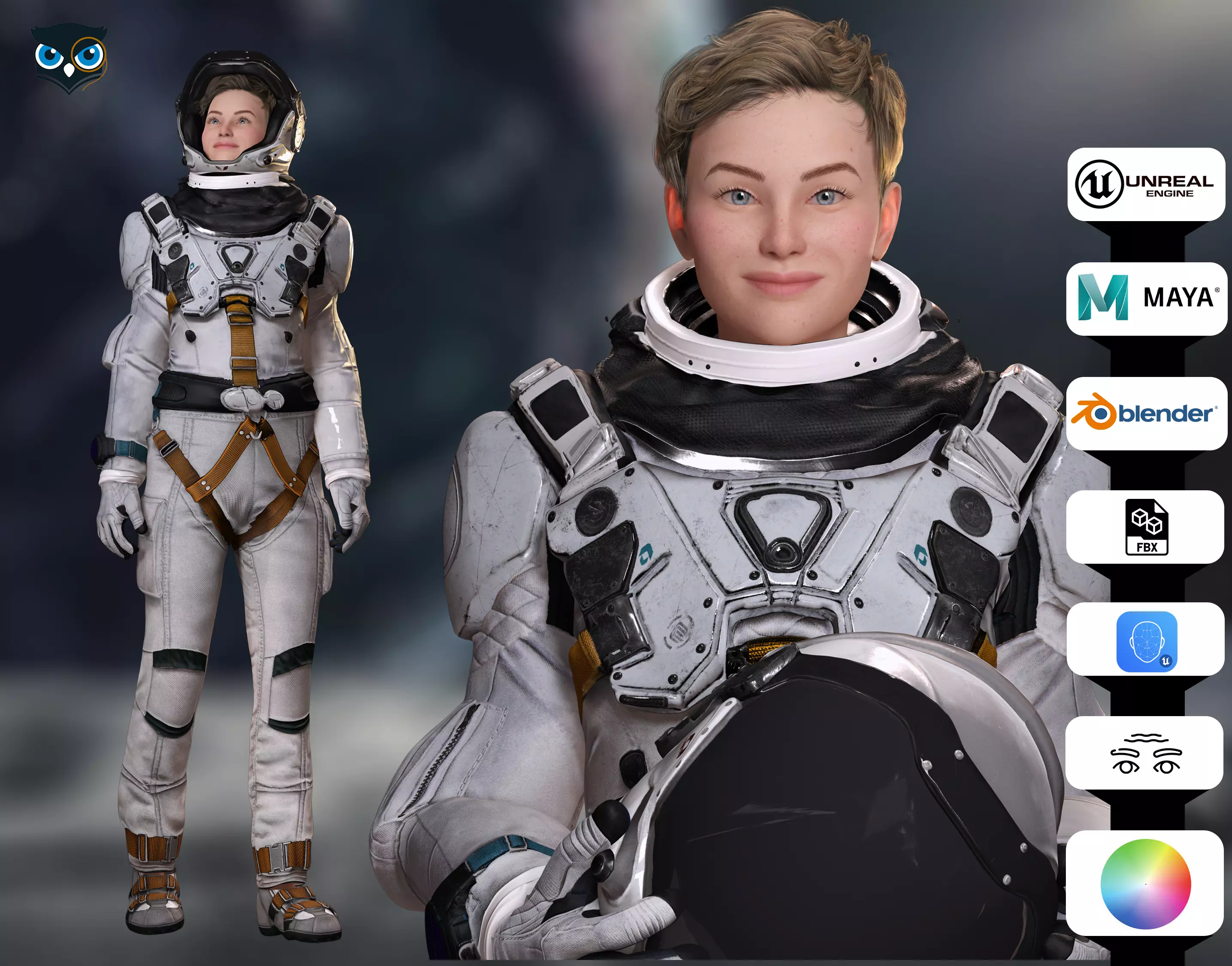 Elite Space Explorer Rigged Astronaut Model Low-poly 3D model_0