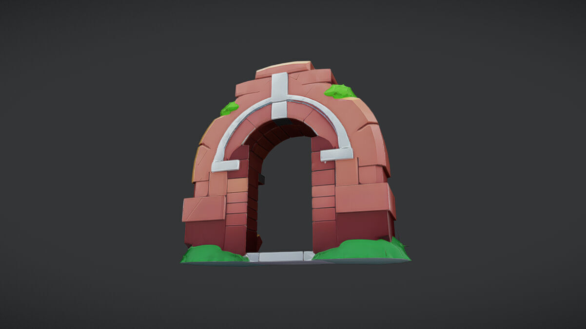 Stylized stone arch with greenery 3D Game Ready Model 3D model_3