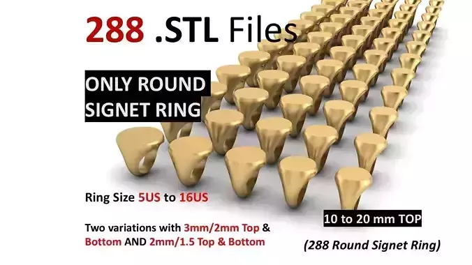 Round Signet Rings 288 pices