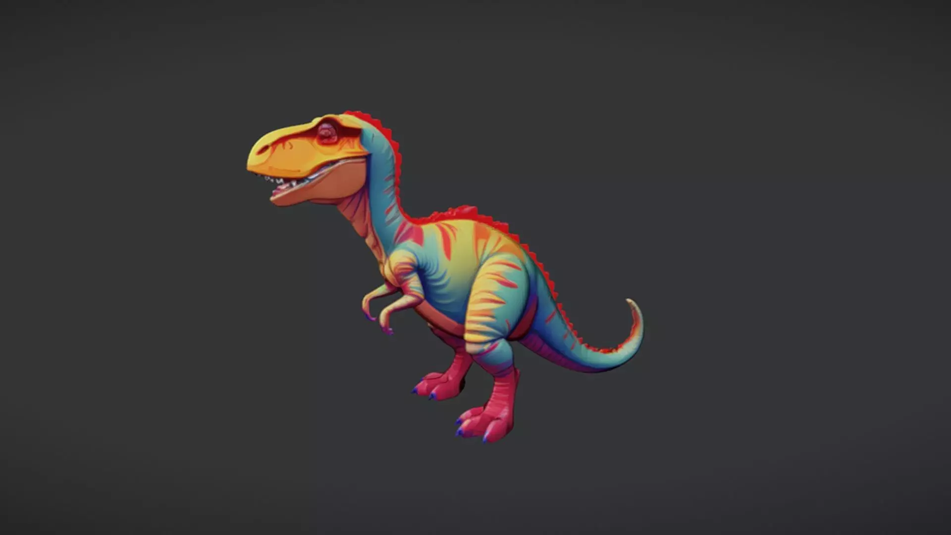 Colorful cartoon dinosaur 3D Game Ready Model 3D model