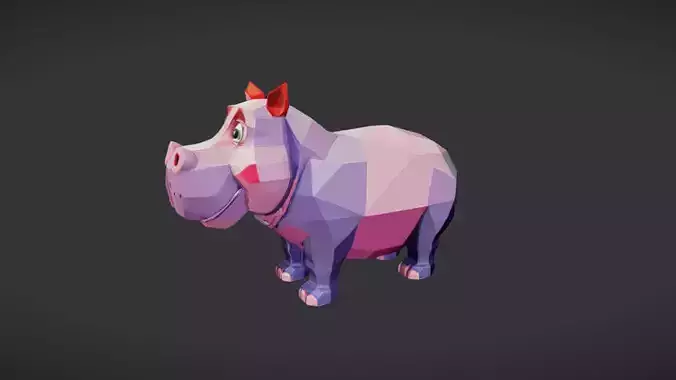 cartoon hippo  3D Game Ready Model