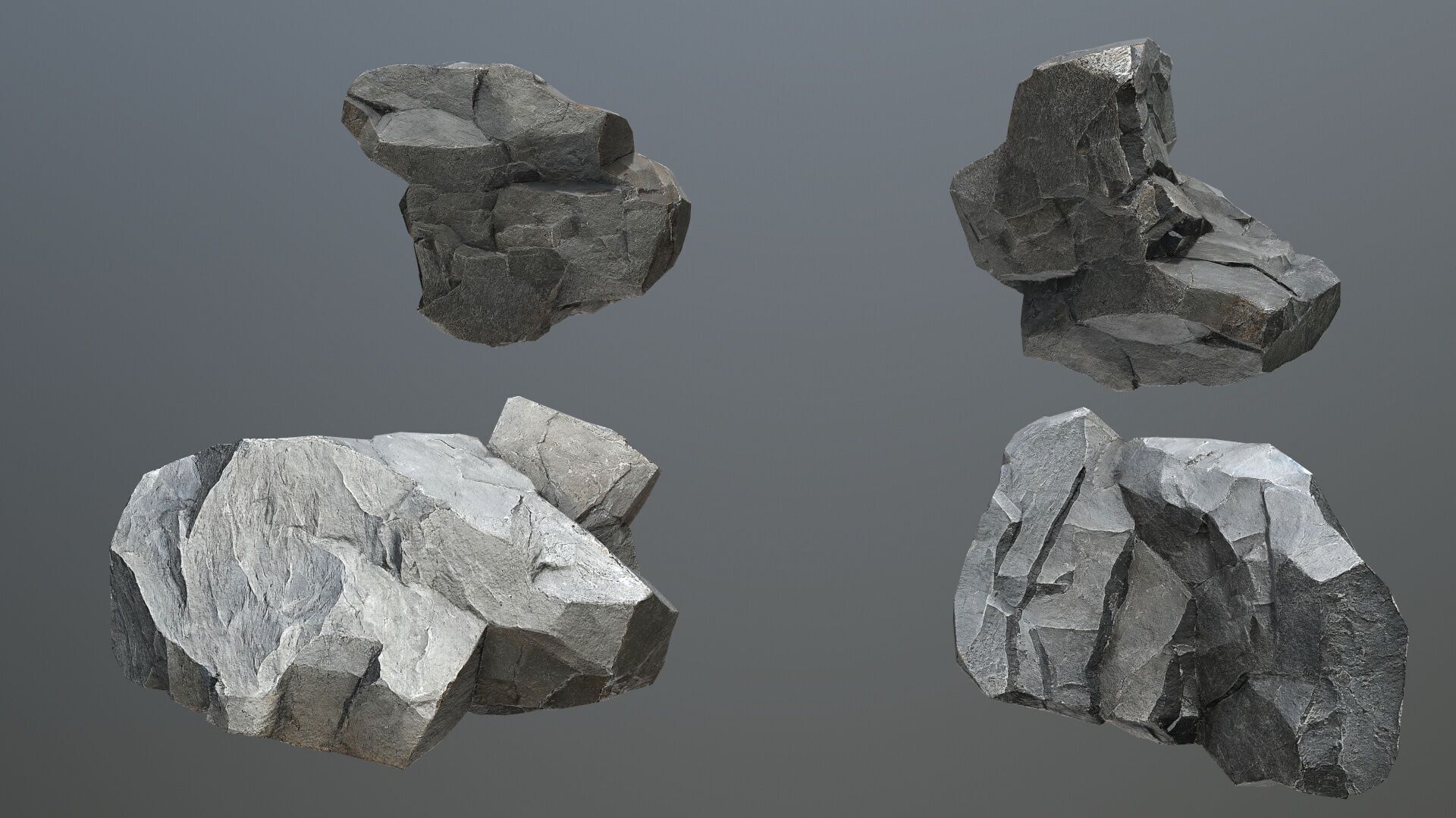 cliff rocks Low-poly 3D model_3