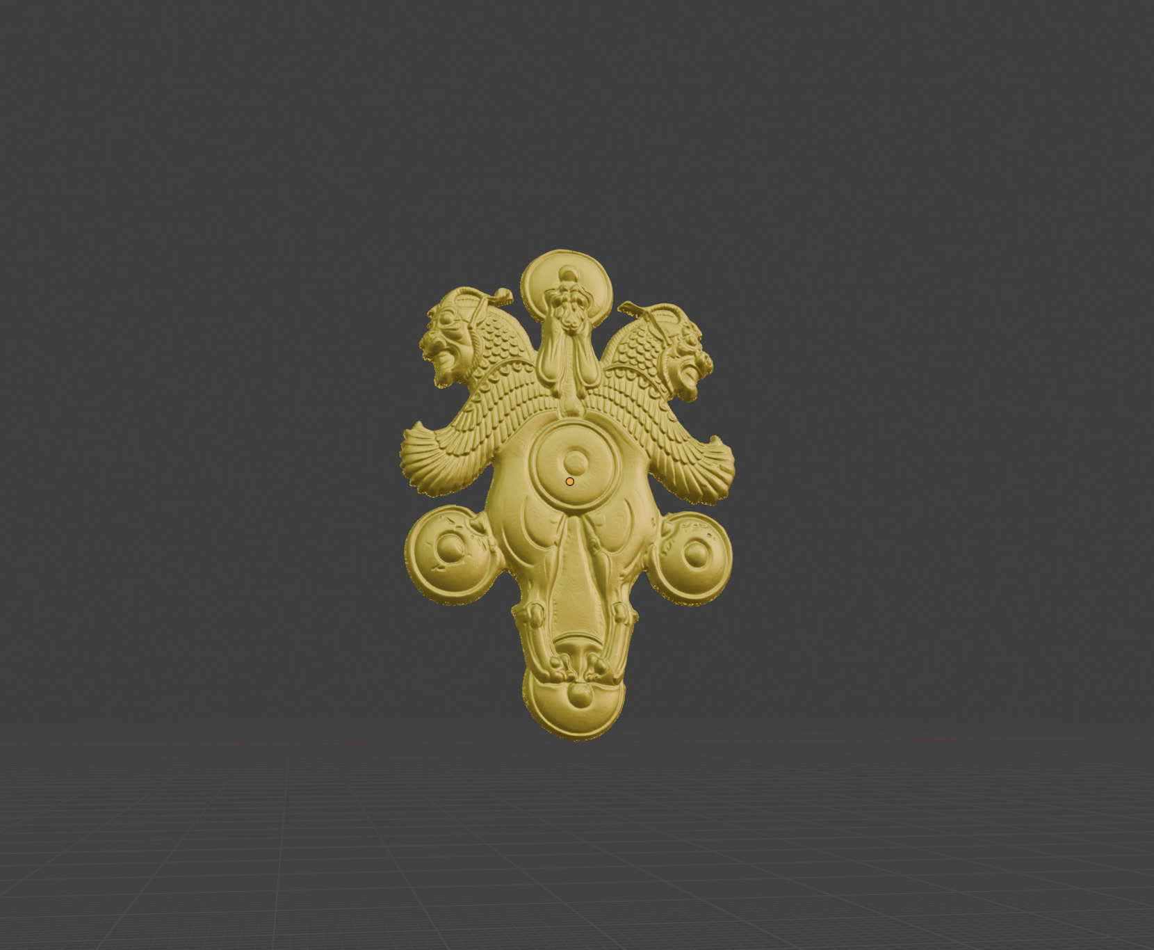 Achaemenid plaque with horned lion-griffins 3D print model_4