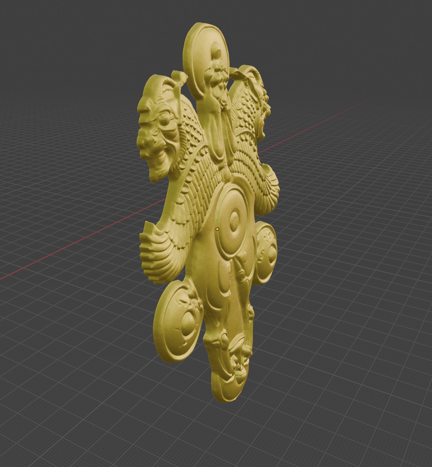 Achaemenid plaque with horned lion-griffins 3D print model_1