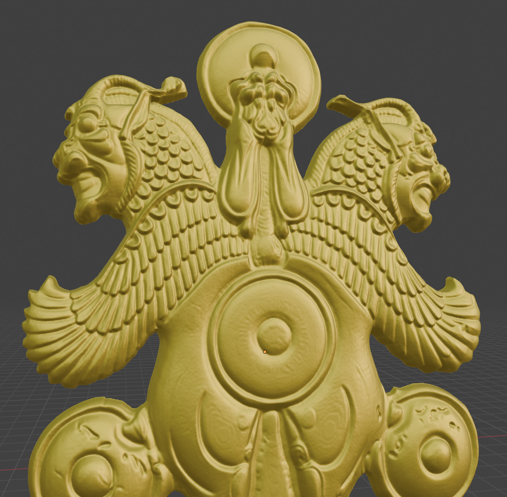 Achaemenid plaque with horned lion-griffins 3D print model_3
