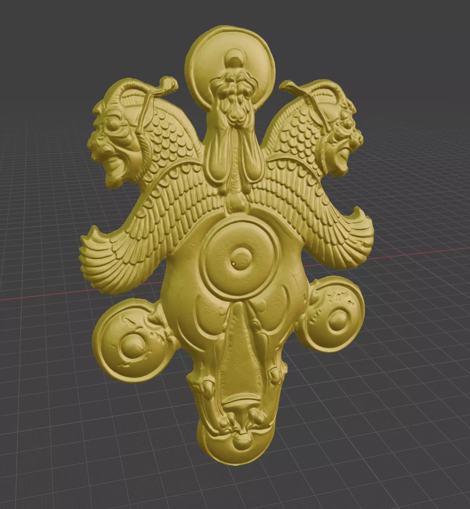 Achaemenid plaque with horned lion-griffins 3D print model_0