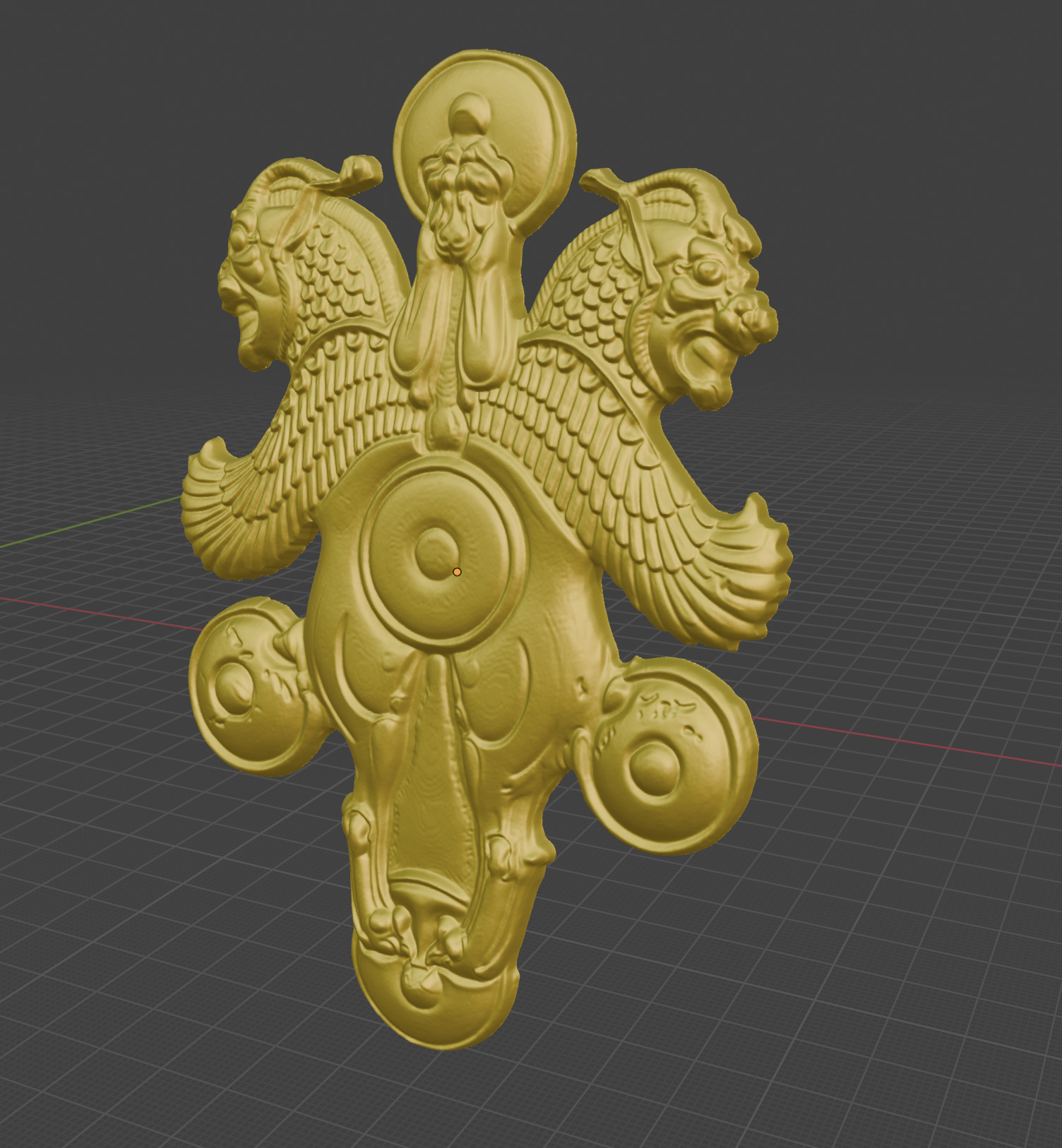 Achaemenid plaque with horned lion-griffins 3D print model_2