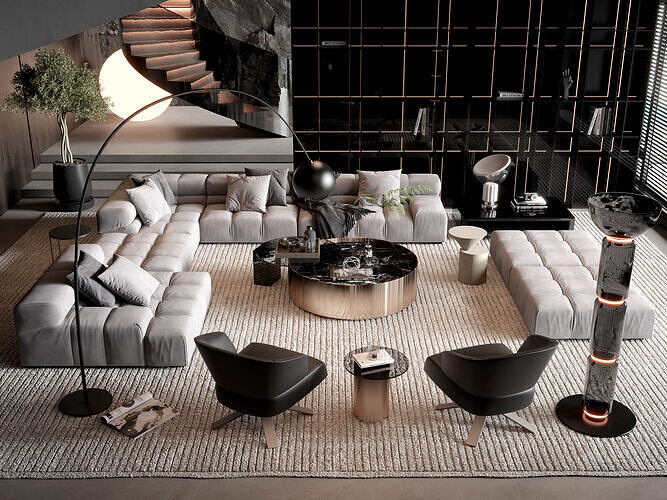 SELL SET INTERIOR LIVINGROOM 1 Low-poly 3D model