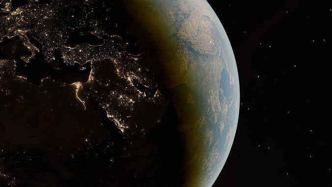 Realistic Earth  with atmosphere and clouds 3D model