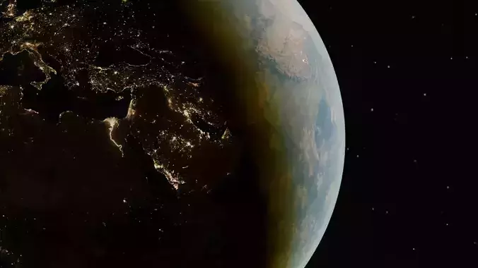 Realistic Earth  with atmosphere and clouds