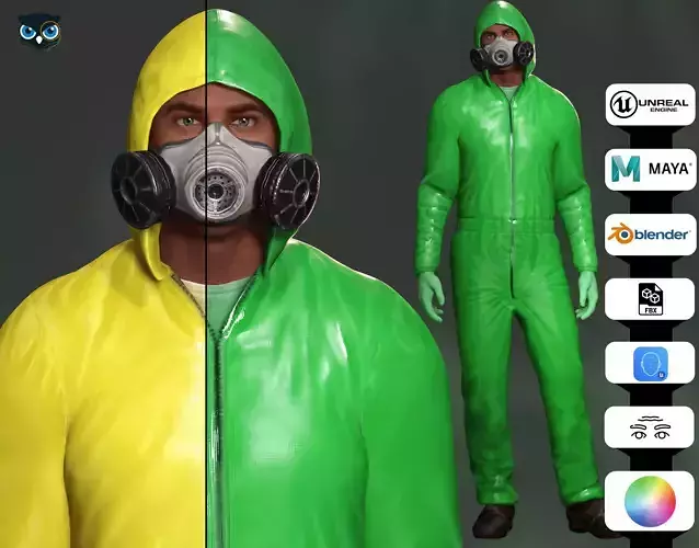 Realistic Containment Suit   High-Quality 3D Character Low-poly 3D model