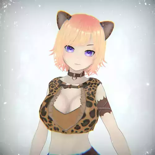 Neko anime cat girl character Low-poly 3D model vtuber