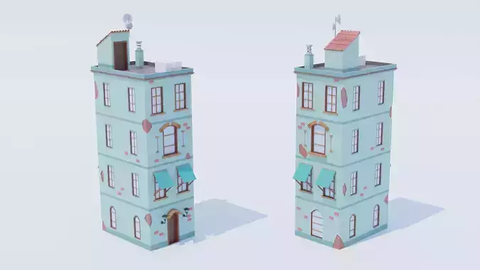 Italian Building number 1 Low Poly