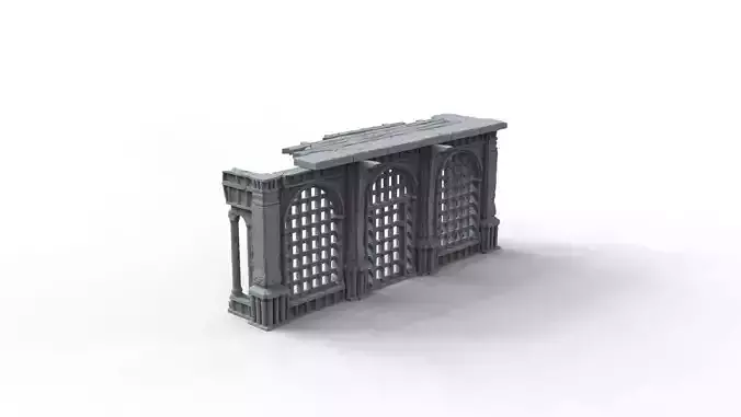 A wall with bars 3D print model