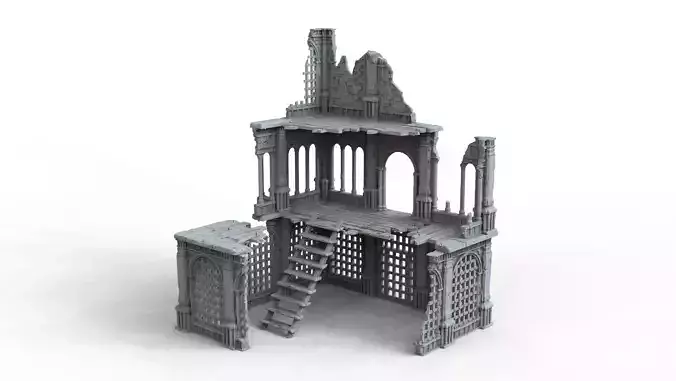 Three-storey ruins 3D print model