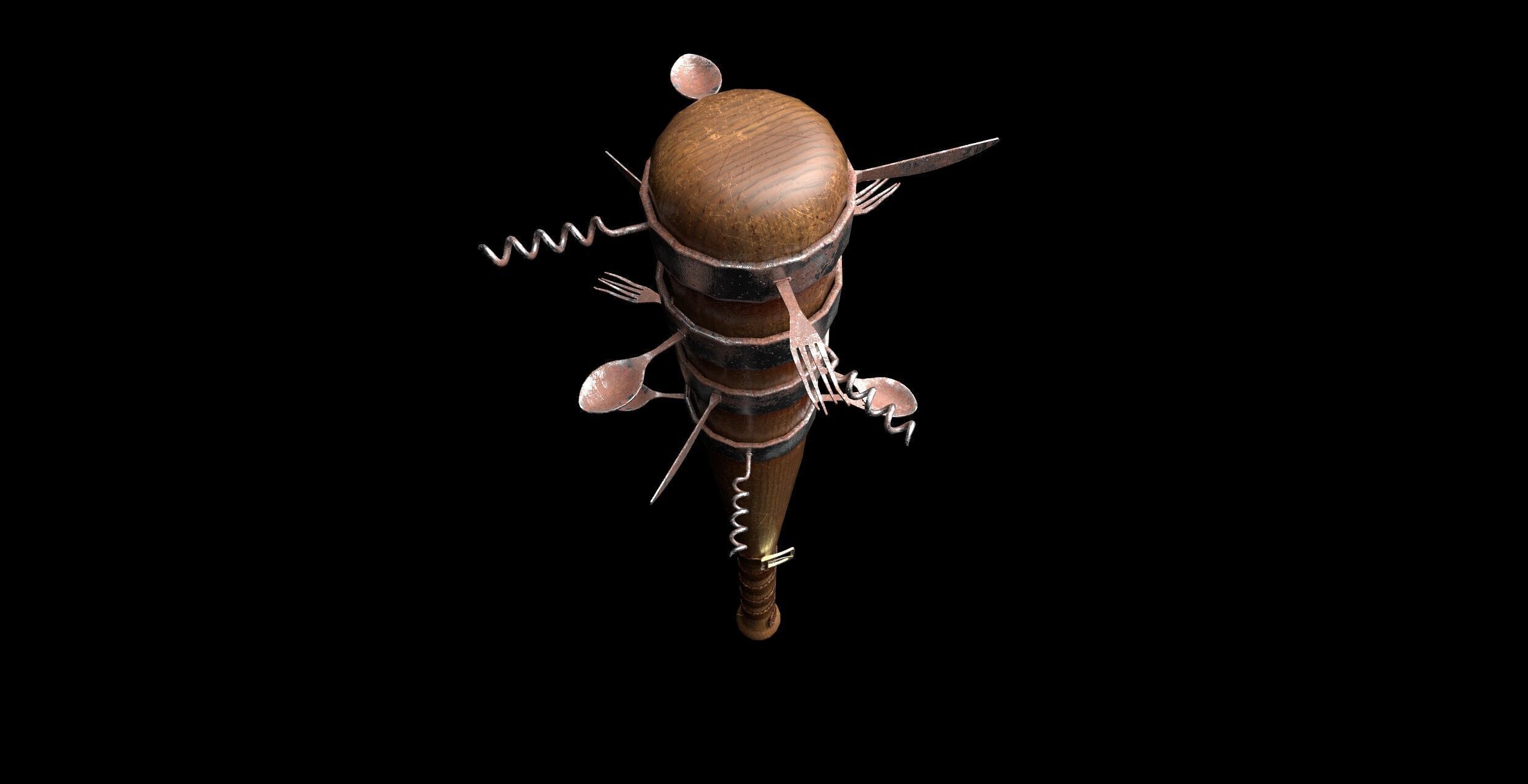 Killer-Cook Bat  Low-poly 3D model_6