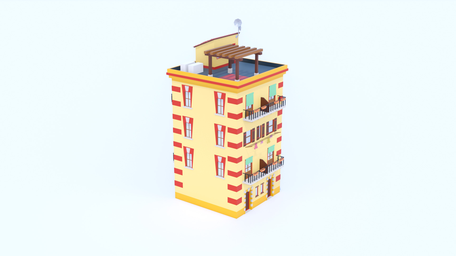 Italian Building number 5 Lowpoly Low-poly 3D model_6