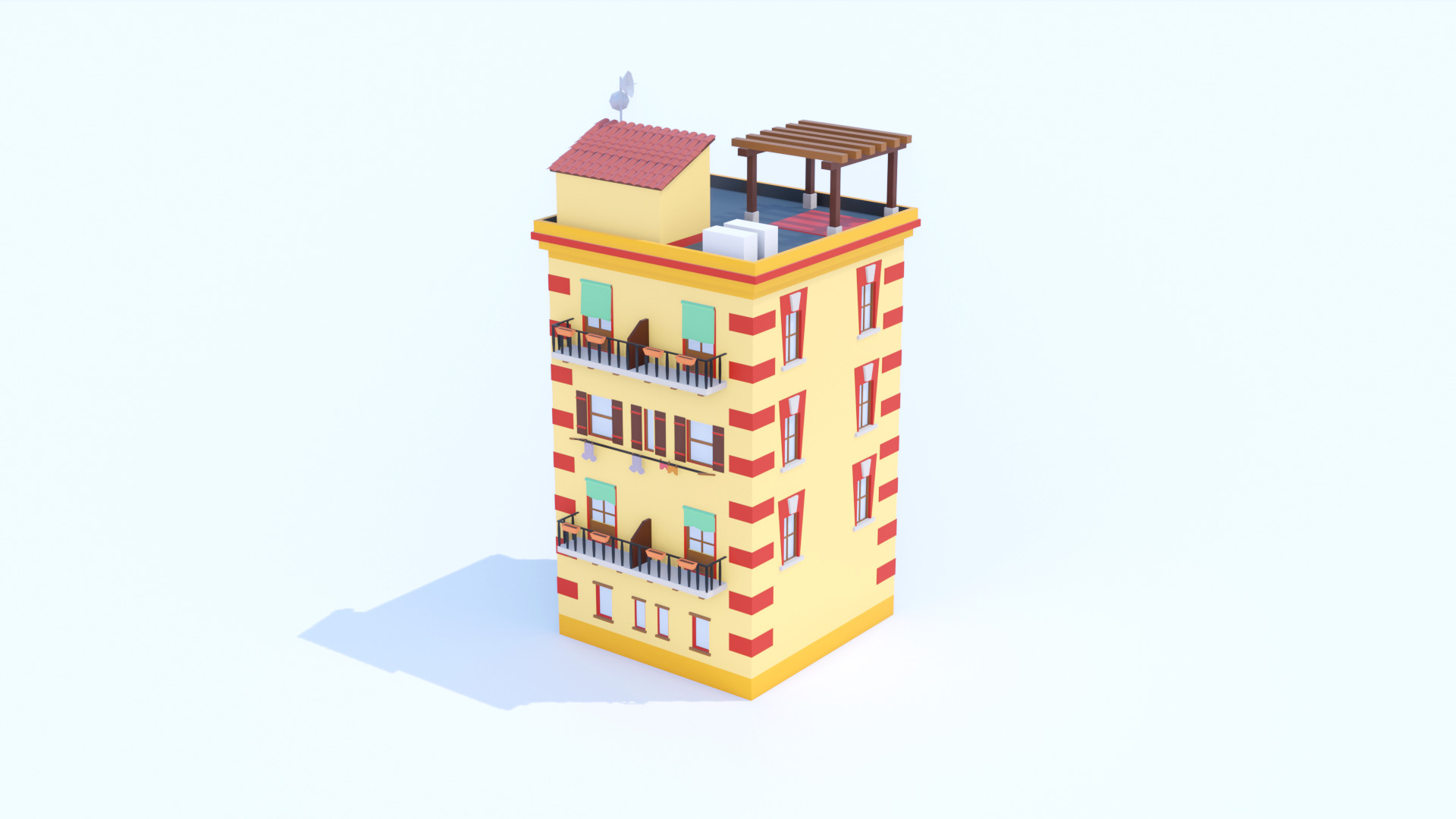 Italian Building number 5 Lowpoly Low-poly 3D model_8