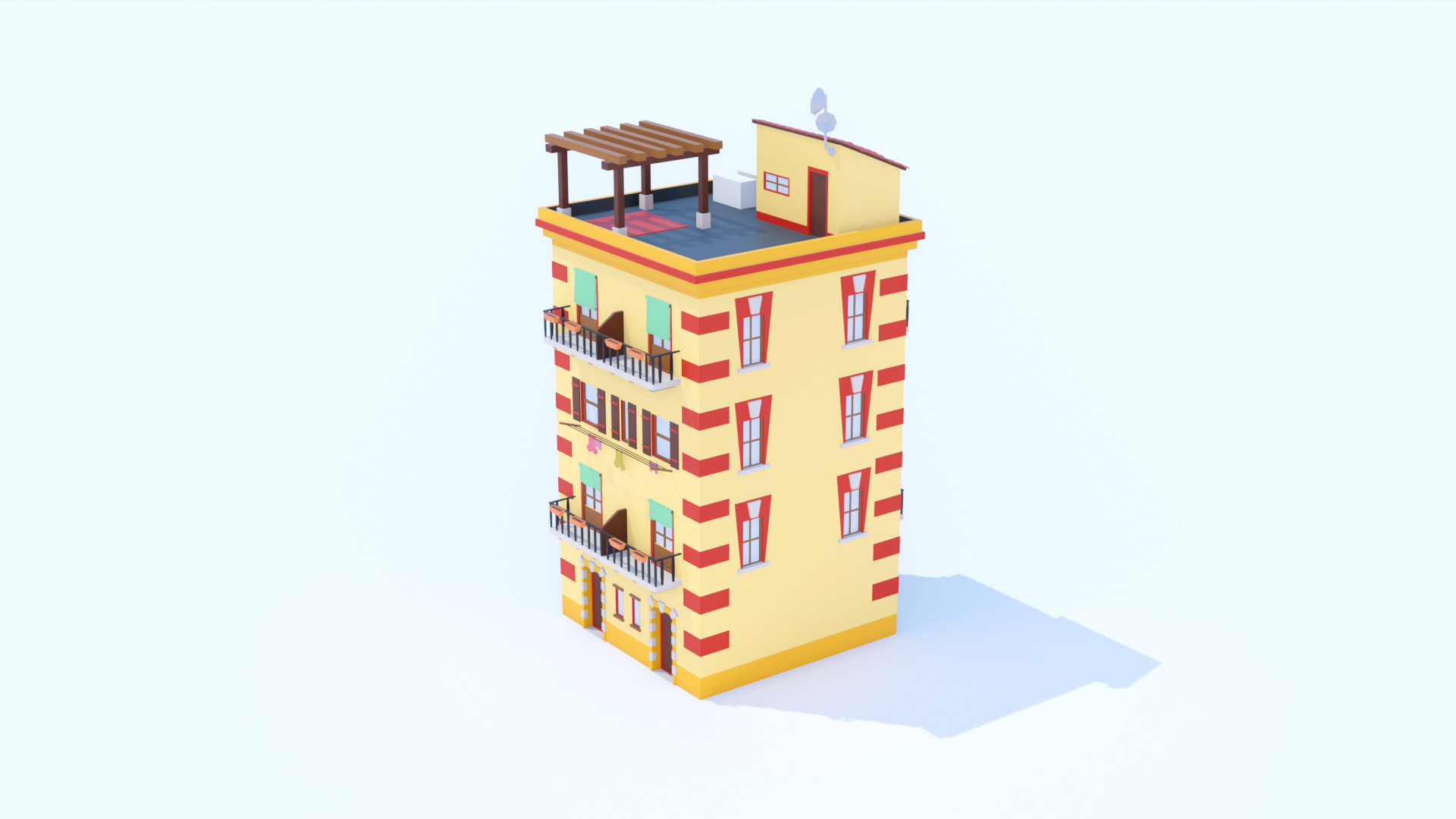 Italian Building number 5 Lowpoly Low-poly 3D model_4
