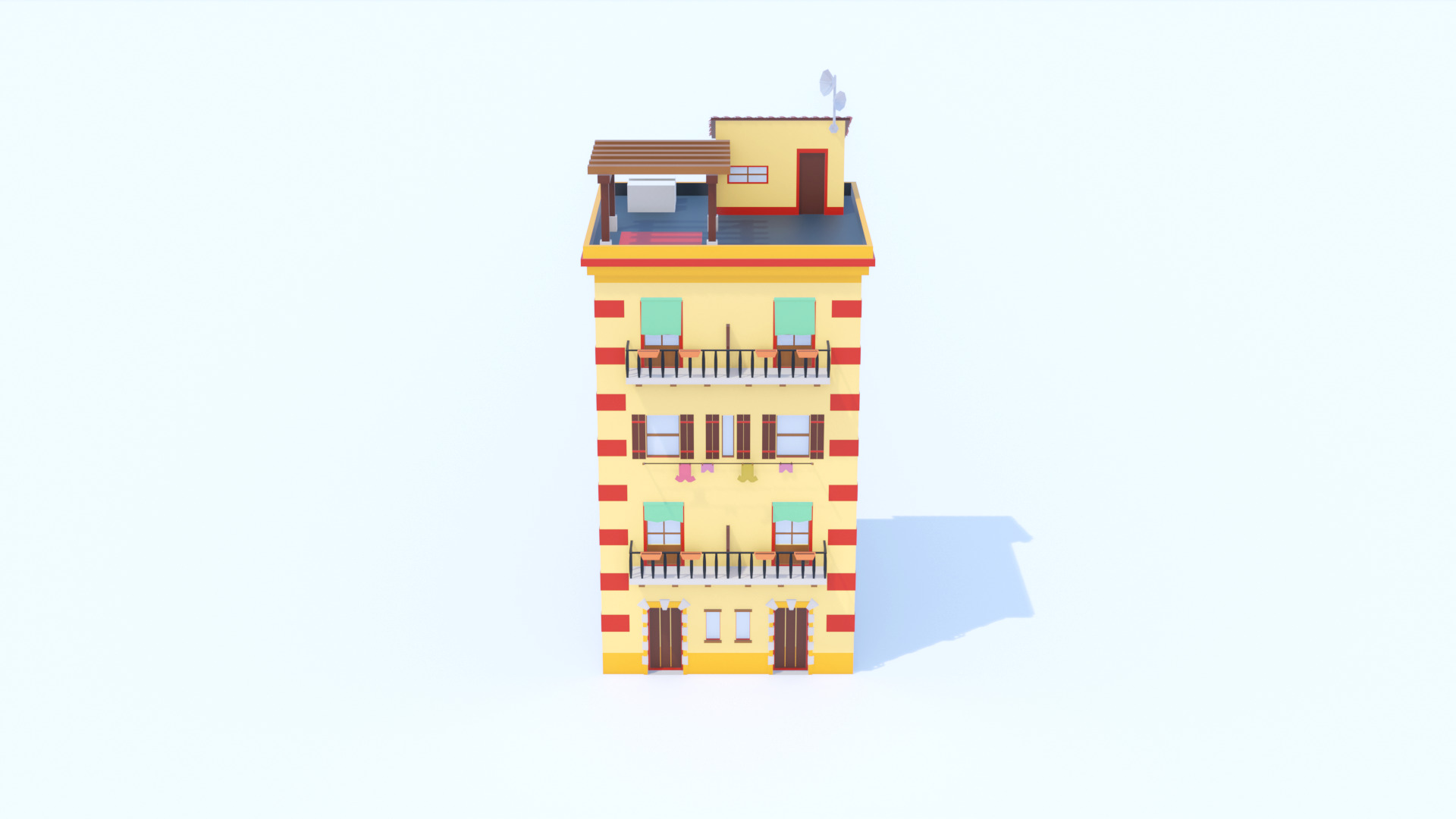 Italian Building number 5 Lowpoly Low-poly 3D model_5