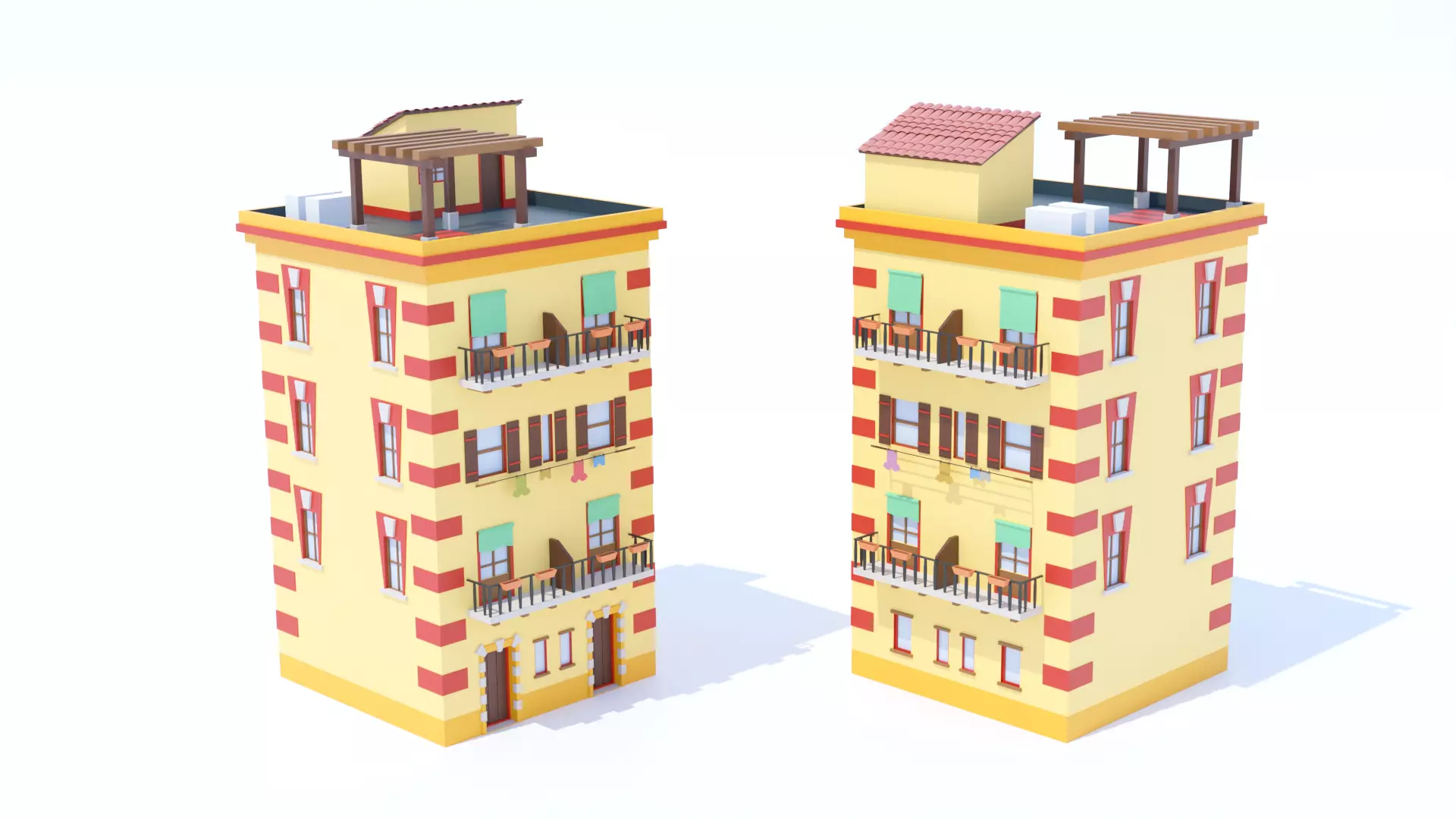 Italian Building number 5 Lowpoly Low-poly 3D model_0