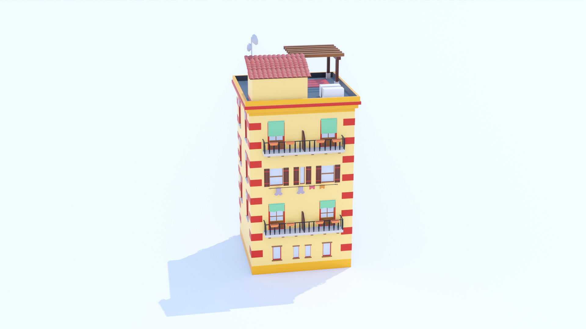 Italian Building number 5 Lowpoly Low-poly 3D model_1