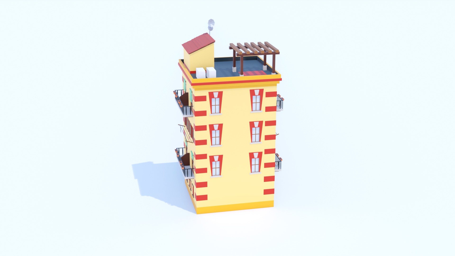 Italian Building number 5 Lowpoly Low-poly 3D model_7