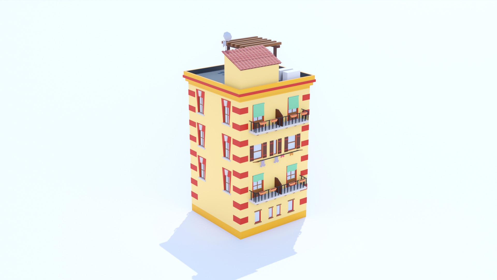 Italian Building number 5 Lowpoly Low-poly 3D model_2