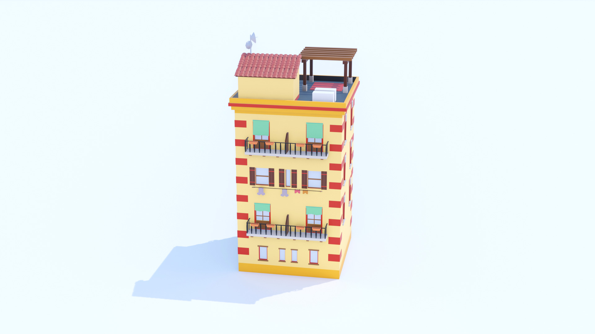 Italian Building number 5 Lowpoly Low-poly 3D model_9