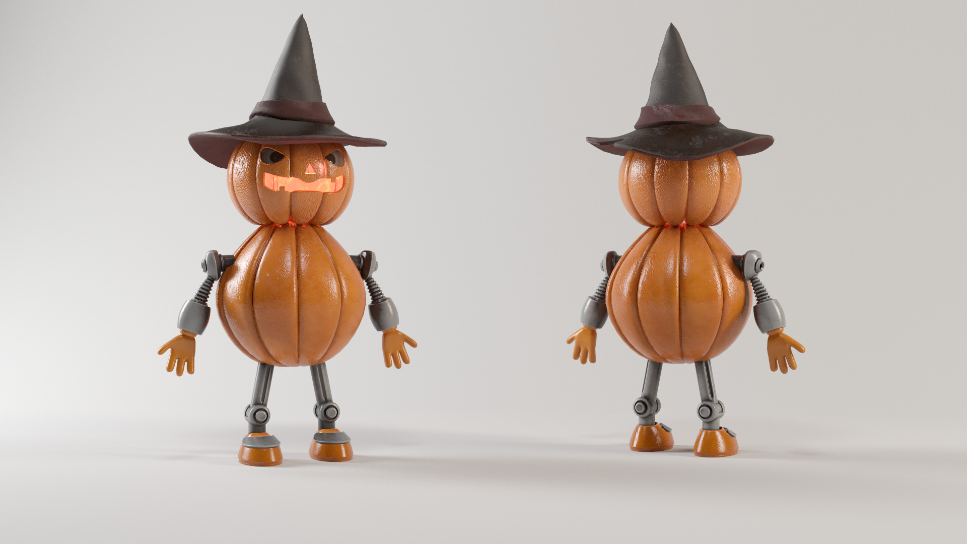 Pumpkin Halloween Robot Low-poly 3D model_4