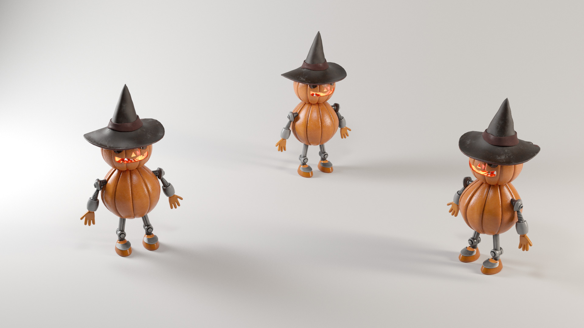 Pumpkin Halloween Robot Low-poly 3D model_3