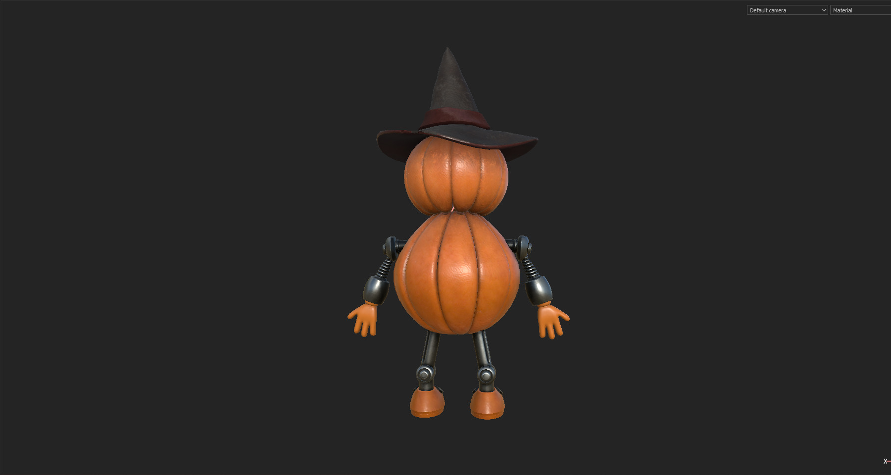 Pumpkin Halloween Robot Low-poly 3D model_8