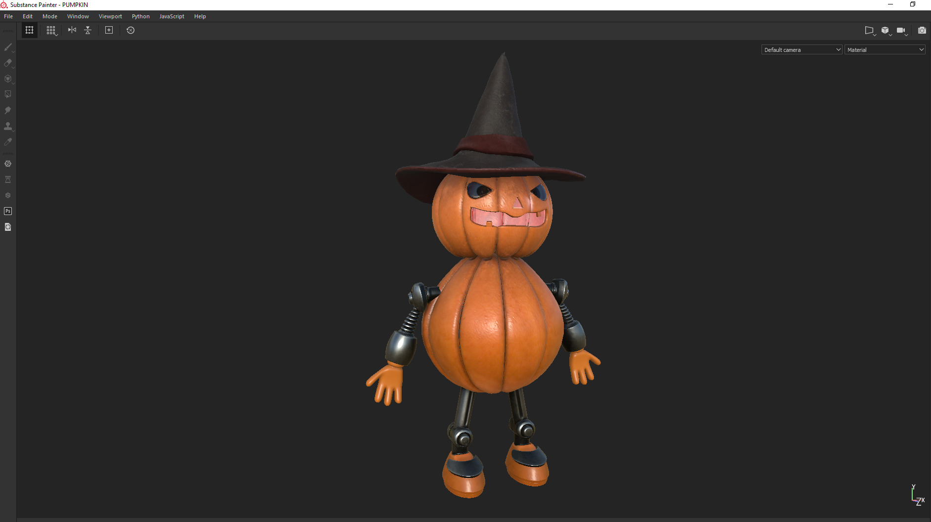 Pumpkin Halloween Robot Low-poly 3D model_6