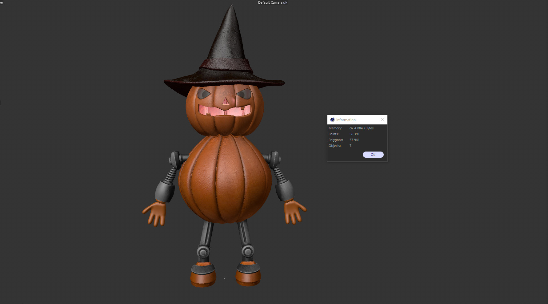 Pumpkin Halloween Robot Low-poly 3D model_17