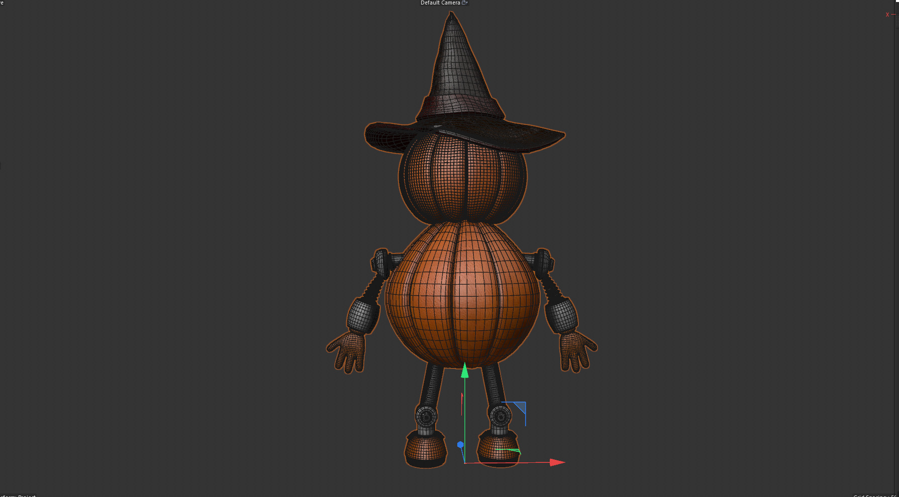 Pumpkin Halloween Robot Low-poly 3D model_11