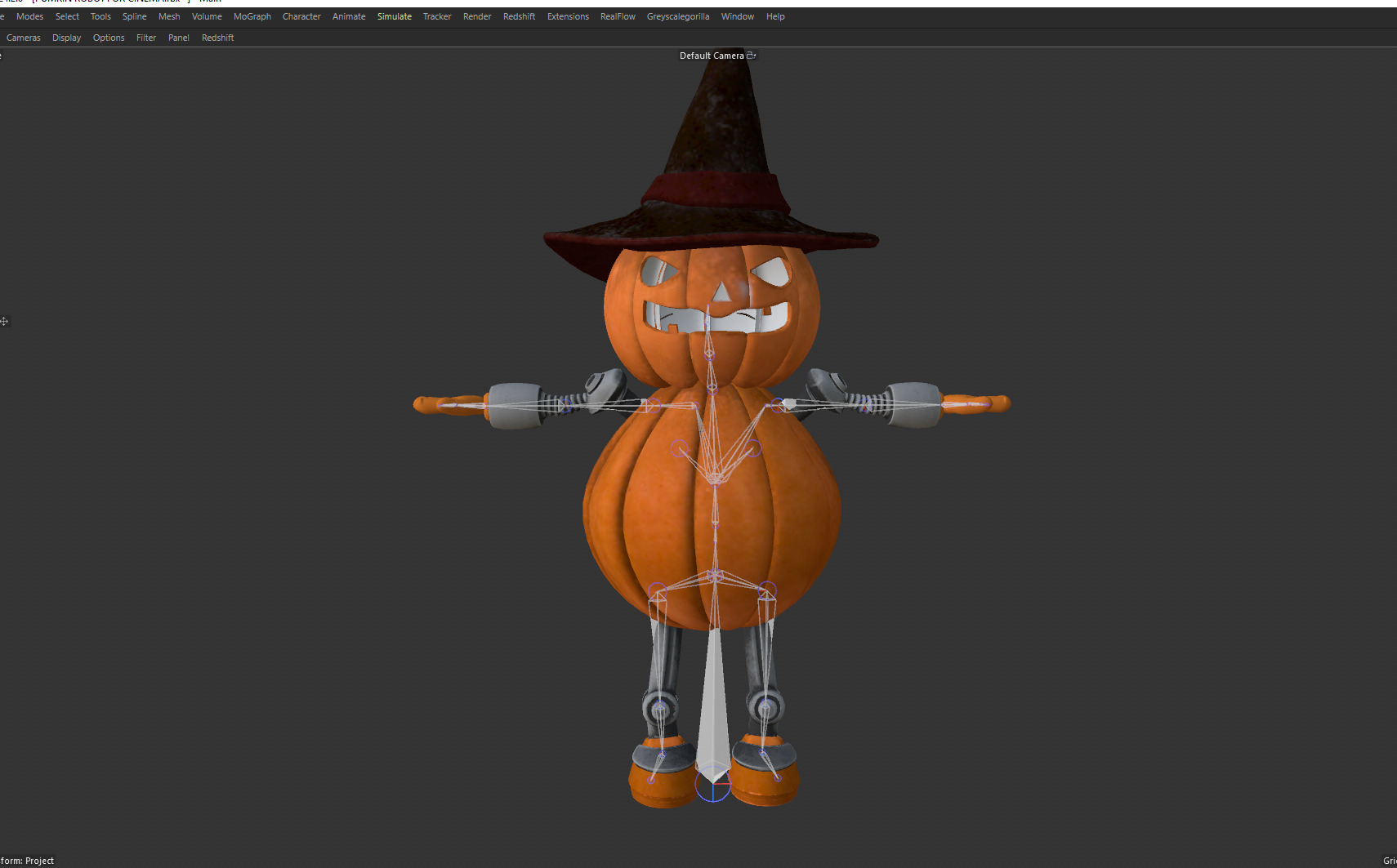 Pumpkin Halloween Robot Low-poly 3D model_16