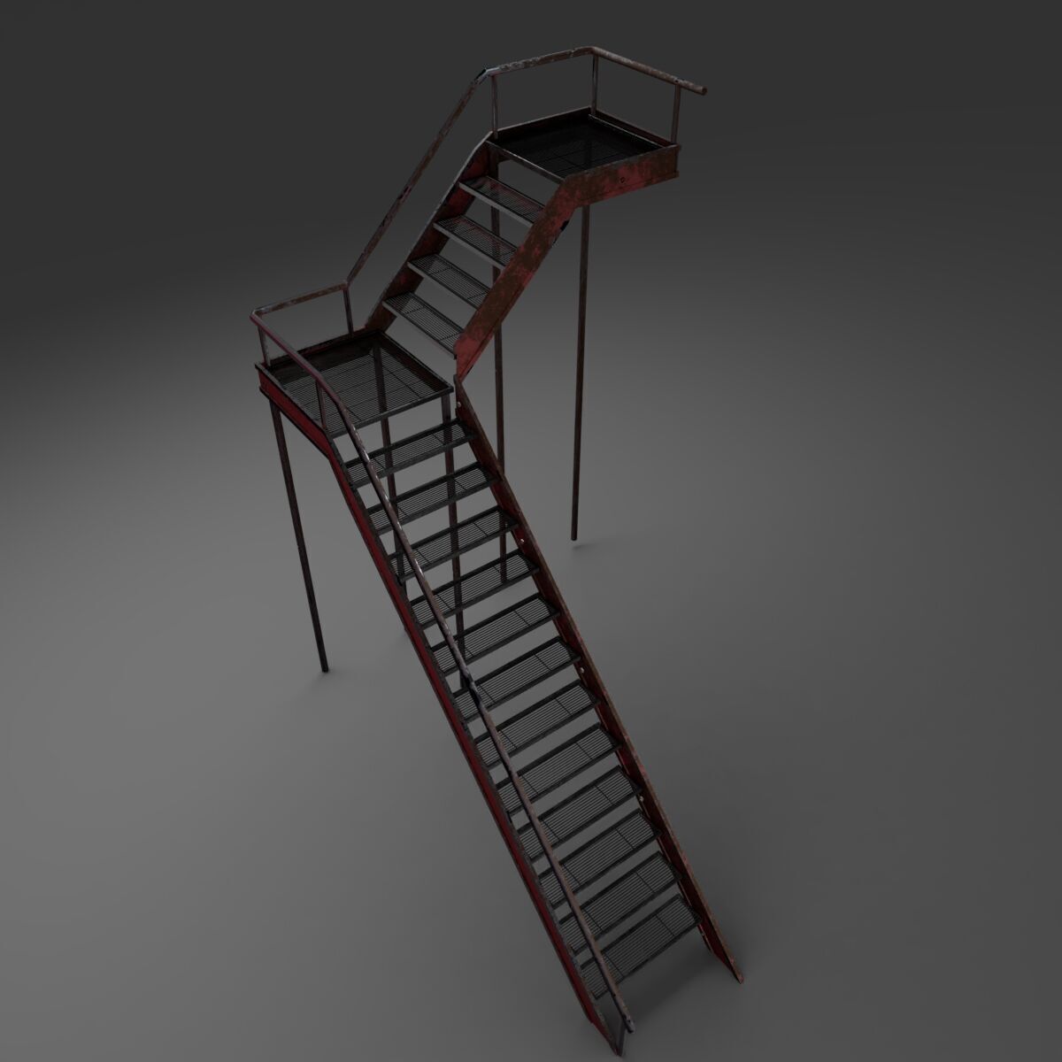 L Shape stairs 3D model_9
