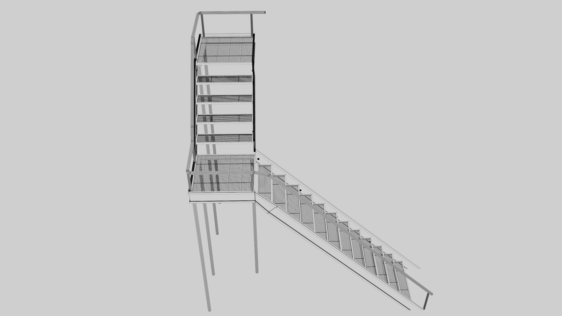 L Shape stairs 3D model_10