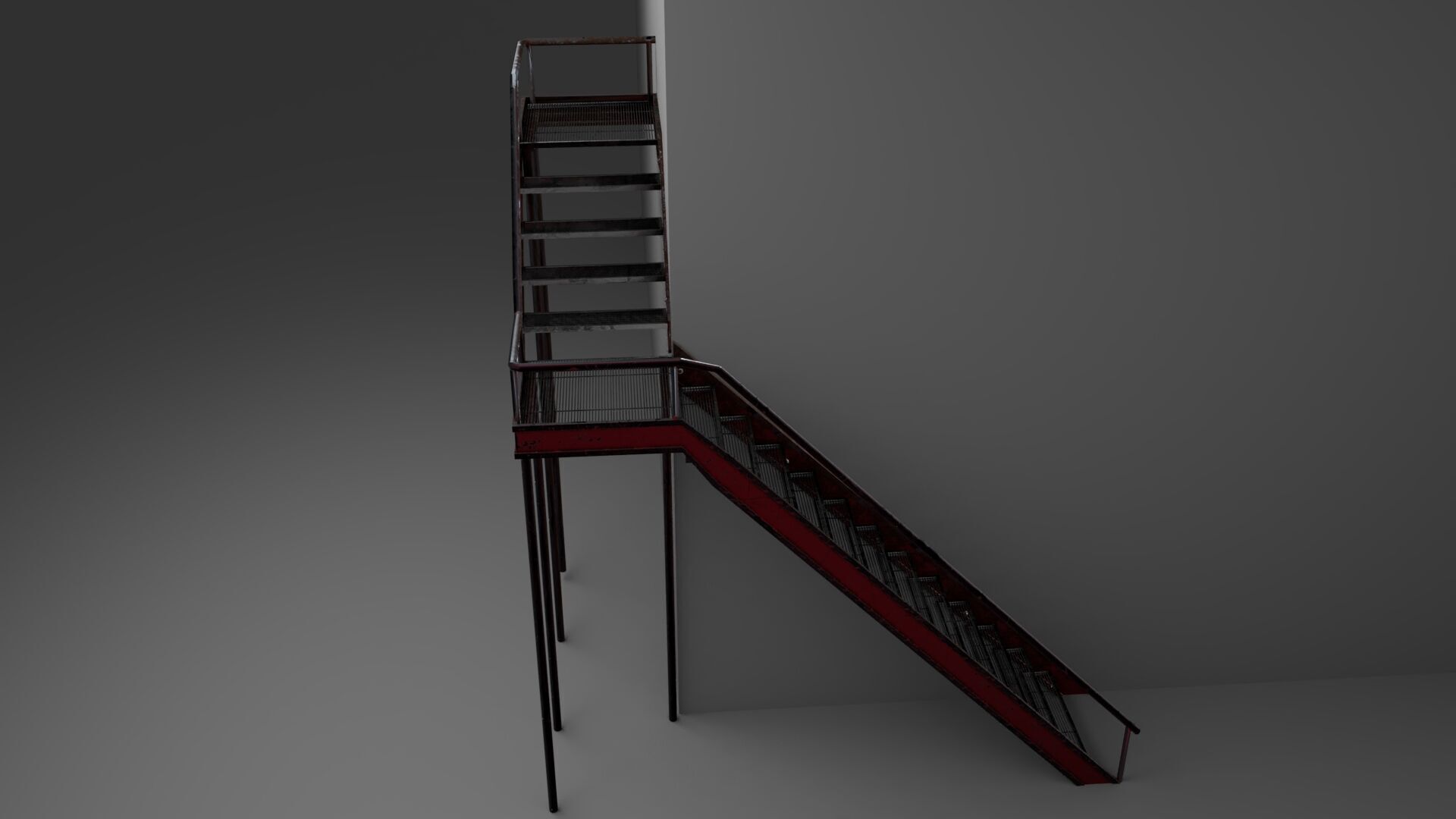 L Shape stairs 3D model_4