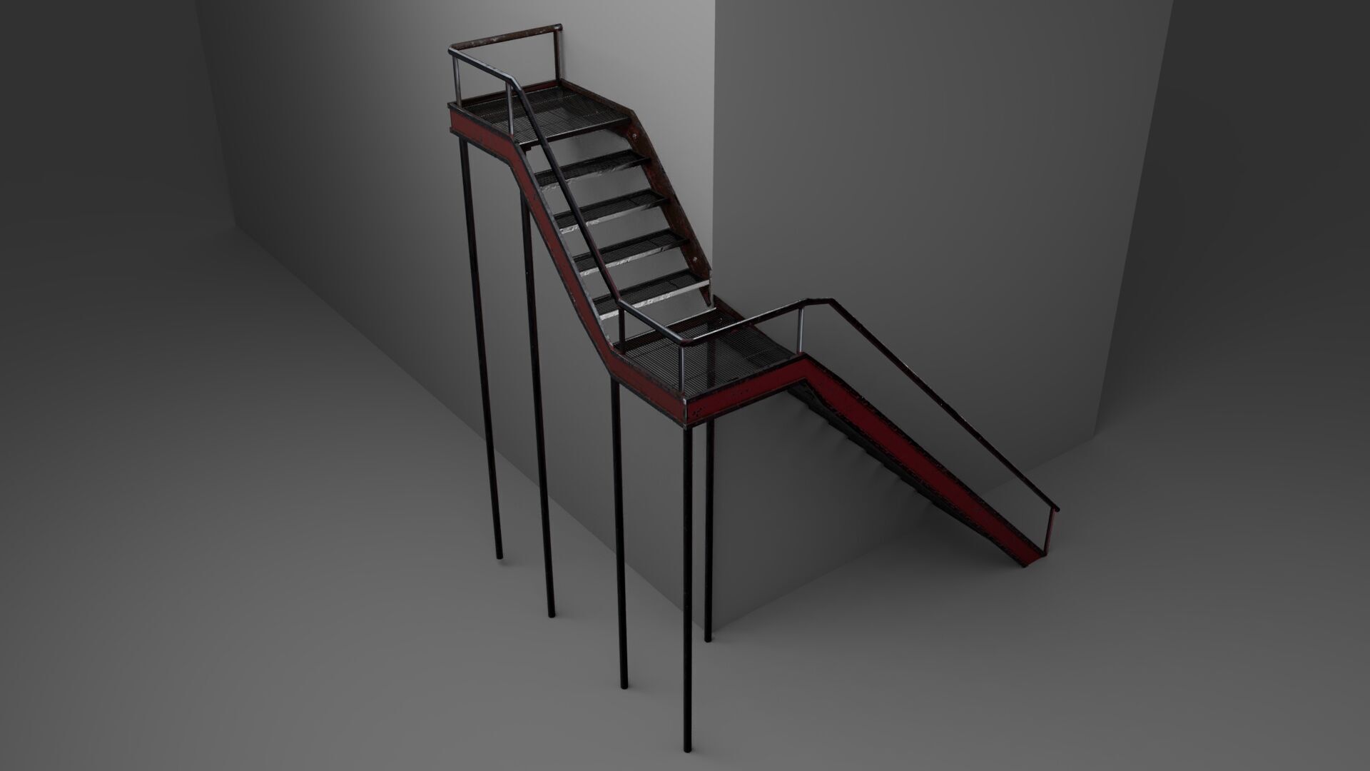 L Shape stairs 3D model_1